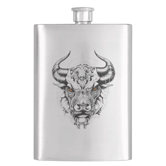Bull Wild Animal Natuur Illustratie Art Tattoo Flacon (Voorkant)