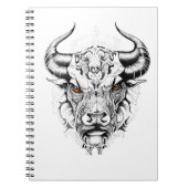 Bull Wild Animal Natuur Illustratie Art Tattoo Notitieboek (Voorkant)