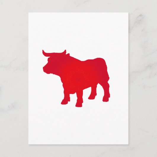 Bull ziet rood briefkaart (Voorkant)