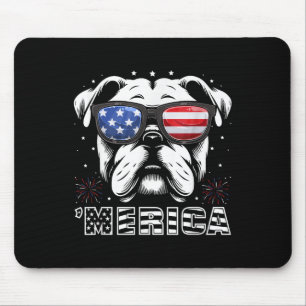 Bulldog 4 juli Amerika Patriottische Hond T-shirt Muismat