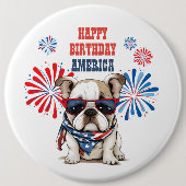 Bulldog 4 juli Gefeliciteerd Amerika Ronde Button 6,0 Cm (Voorkant)