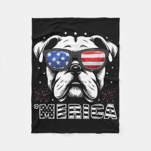 Bulldog 4 juli Merica Patriottische Hond T-shirt Fleece Deken