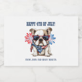 Bulldog 4 juli Onafhankelijkheidsdag Rood Blauw Likeurfles Etiket (Enkel label)