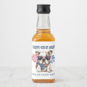 Bulldog 4 juli Onafhankelijkheidsdag Rood Blauw Likeurfles Etiket (Voorkant)
