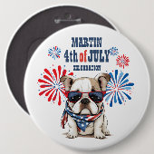 Bulldog 4 juli Onafhankelijkheidsdag Rood Blauw Ronde Button 6,0 Cm (Voorkant /achterkant)