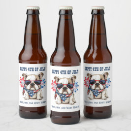 Bulldog 4 juli Onafhankelijkheidsdag Rood Wit Blau Bier Etiket