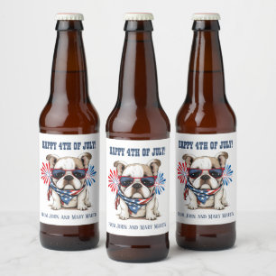 Bulldog 4 juli Onafhankelijkheidsdag Rood Wit Blau Bier Etiket