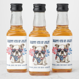 Bulldog 4 juli Onafhankelijkheidsdag Rood Wit Blau Likeurfles Etiket