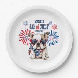 Bulldog 4 juli Onafhankelijkheidsdag Rood Wit Blau Papieren Bordje