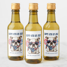 Bulldog 4 juli Onafhankelijkheidsdag Rood Wit Blau Wijn Etiket