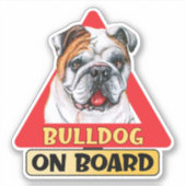 Bulldog aan boord Engelse hond rood verkeersbord Sticker (Voorkant)