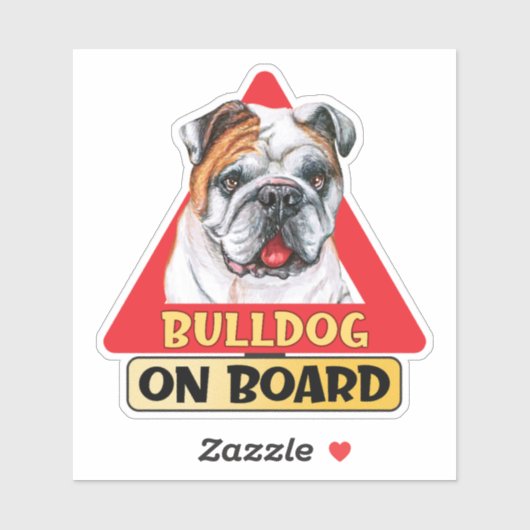 Bulldog aan boord Grappige hond Rood verkeersbord Sticker (Vel)