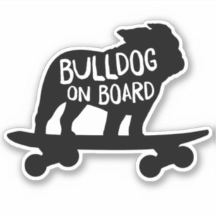 Bulldog aan boord   Koelskateboarden Sticker