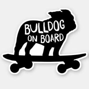Bulldog aan boord   Koelskateboarden Sticker