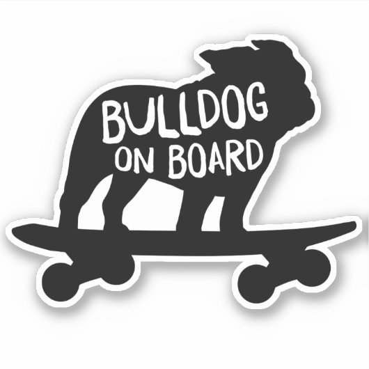 Bulldog aan boord | Koelskateboarden Sticker (Voorkant)