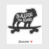 Bulldog aan boord | Koelskateboarden Sticker (Vel)