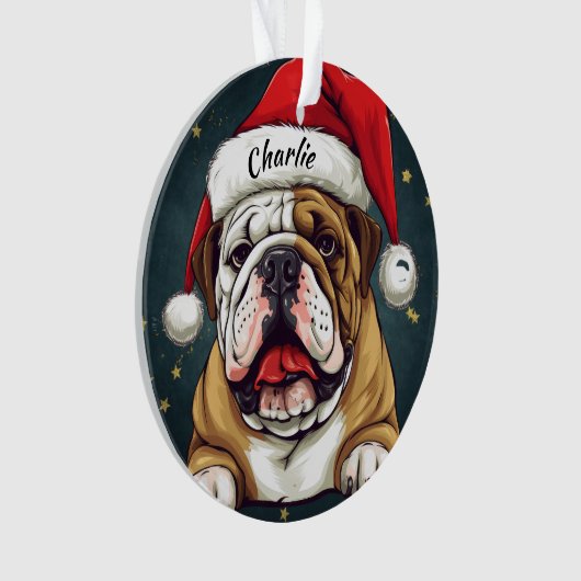 Bulldog aangepaste kerst ornament (voorkant)
