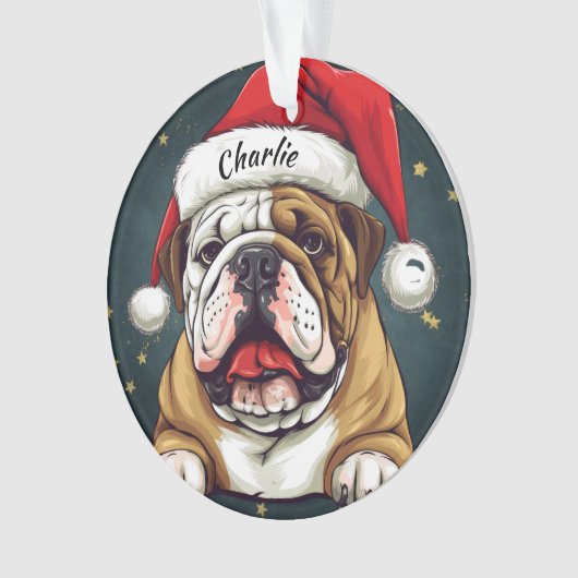 Bulldog aangepaste kerst ornament (voorkant)