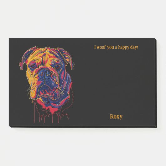 Bulldog Abstract Art Hondennaam Post-it® Notes (Voorkant)