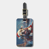 Bulldog Achterbaan Kerstmis Bagagelabel (Voorkant verticaal)