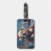 Bulldog Achterbaan Kerstmis Bagagelabel (Achterkant verticaal)