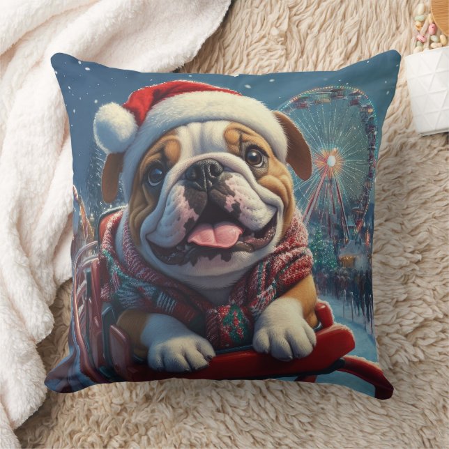 Bulldog Achterbaan Kerstmis Kussen (Deken)