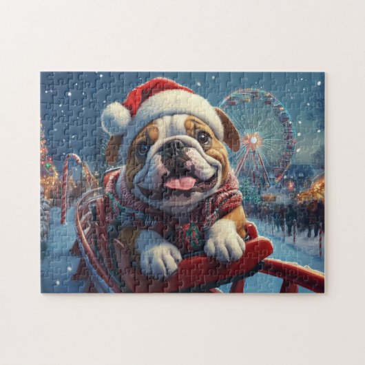 Bulldog Achterbaan Kerstmis Legpuzzel (Horizontaal)