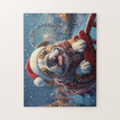 Bulldog Achterbaan Kerstmis Legpuzzel (Verticaal)