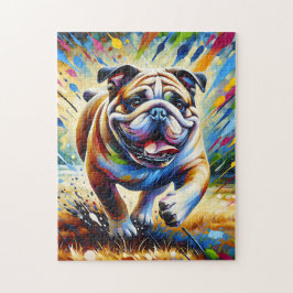 Bulldog Acryl Kunst Hondenportret Print Hondenlief Legpuzzel