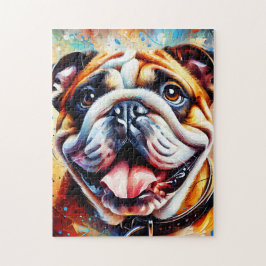 Bulldog Acryl Kunstprint Portret Hond Liefhebber Legpuzzel