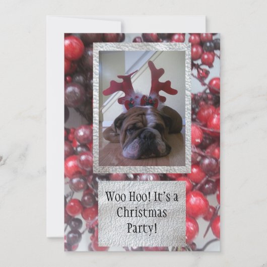 Bulldog als rendierkerstfeest Uitnodigingen (Voorkant)