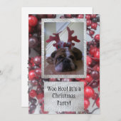 Bulldog als rendierkerstfeest Uitnodigingen (Voorkant / Achterkant)