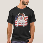 Bulldog American Flag 4th of July USA Independence T-shirt (Voorkant)