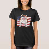 Bulldog American Flag 4th of July USA Independence T-shirt (Voorkant)