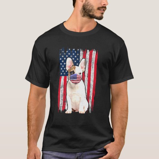 Bulldog American Flag Dog draagt gezichtsmasker 4t T-shirt (Voorkant)