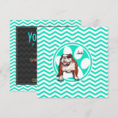 Bulldog; Aqua Green Chevron Kaart (Voorkant / Achterkant)