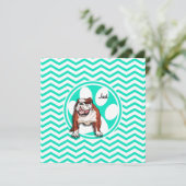 Bulldog; Aqua Green Chevron Kaart (Staand voorkant)