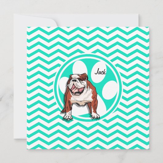 Bulldog; Aqua Green Chevron Kaart (Voorkant)