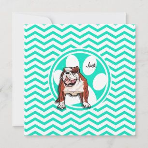 Bulldog; Aqua Green Chevron Kaart