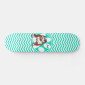 Bulldog; Aqua Green Chevron Skateboard (Horizontaal)
