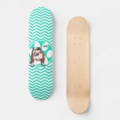 Bulldog; Aqua Green Chevron Skateboard (Voorkant)