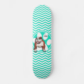 Bulldog; Aqua Green Chevron Skateboard (Voorkant)