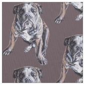 Bulldog Art Fabric Dog Art Pattern Fabric Stof (Close Up)