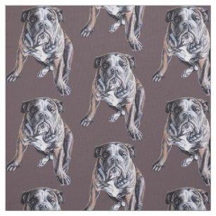 Bulldog Art Fabric Dog Art Pattern Fabric Stof