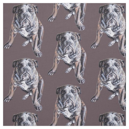 Bulldog Art Fabric Dog Art Pattern Fabric Stof (Swatch)