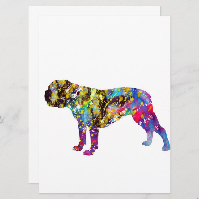Bulldog Art Waterverf Portret (Voorkant / Achterkant)