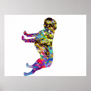Bulldog Art Waterverf Portret Poster