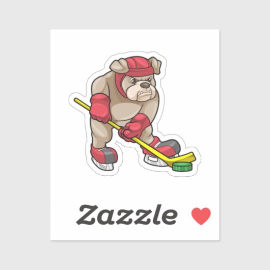 Bulldog at Ice hockey with Hockey stick Sticker (Vel)