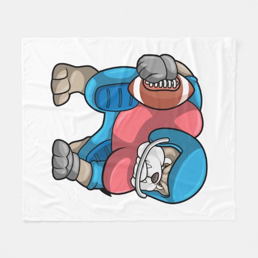 Bulldog at Sports with Football & Helmet Fleece Deken (Voorkant (Horizontaal))