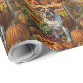 Bulldog Autumn Harvest Thanksgiving Cadeaupapier (Rol Hoek)